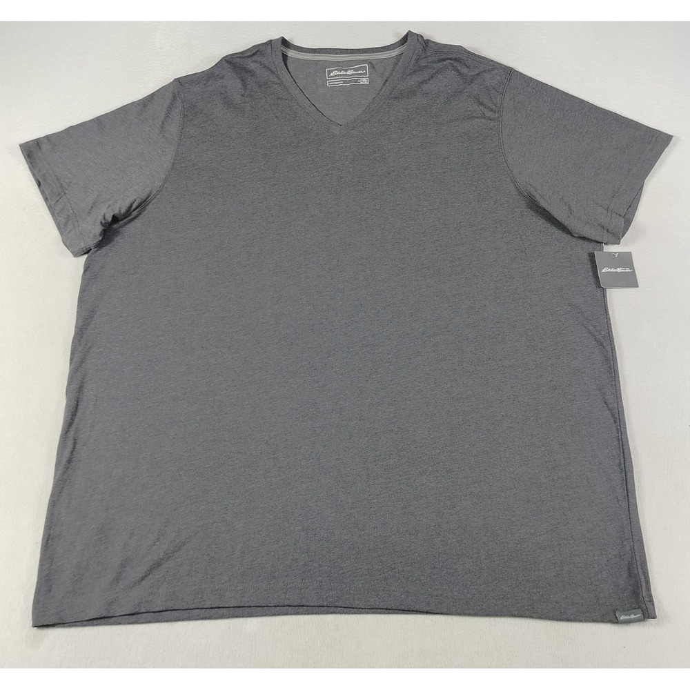 Eddie Bauer Shirt Mens 3XLT Gray Legendwash V Neck Tagless Lightweight Tee